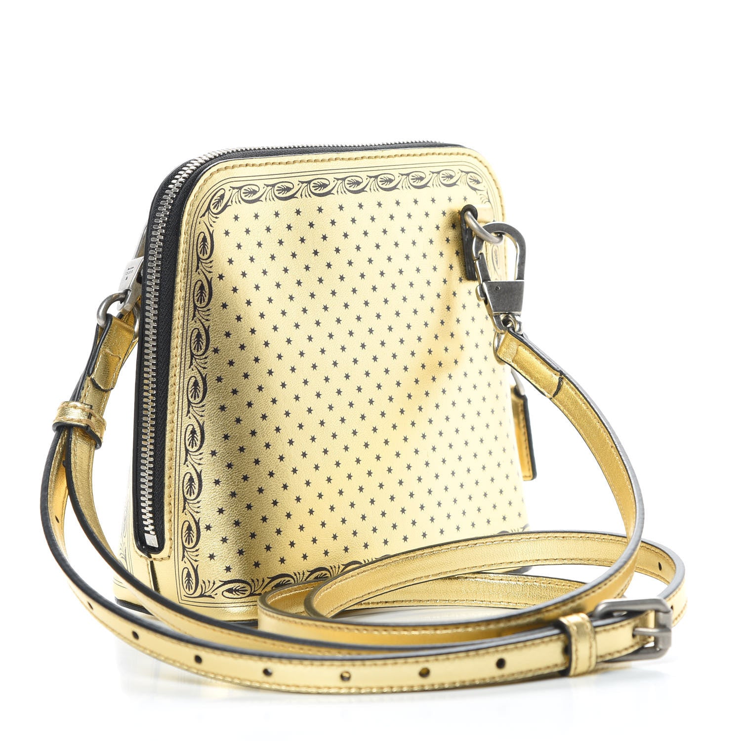 Gucci X SEGA Calfskin GUCCY Stars Mini Dome Shoulder Bag Gold 3 of 11