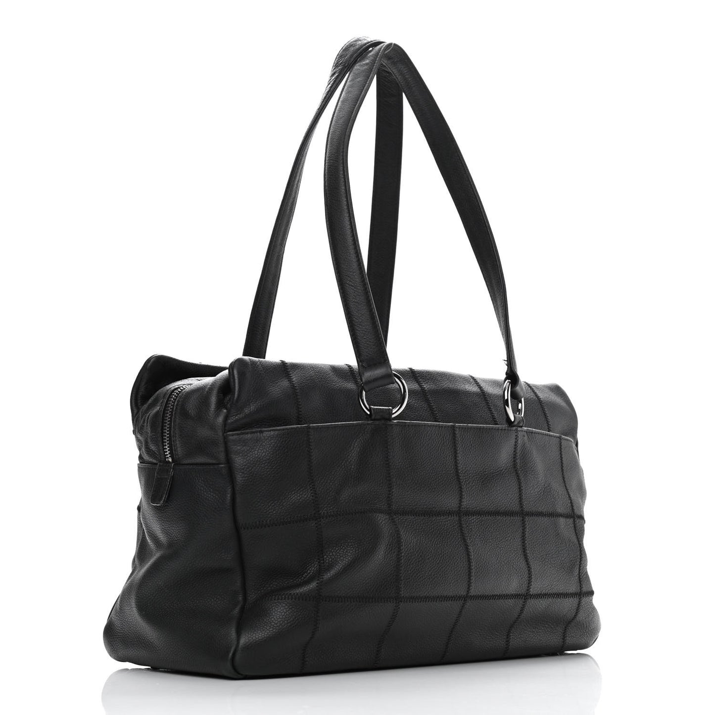 Caviar Square Stitched Large Tote Black