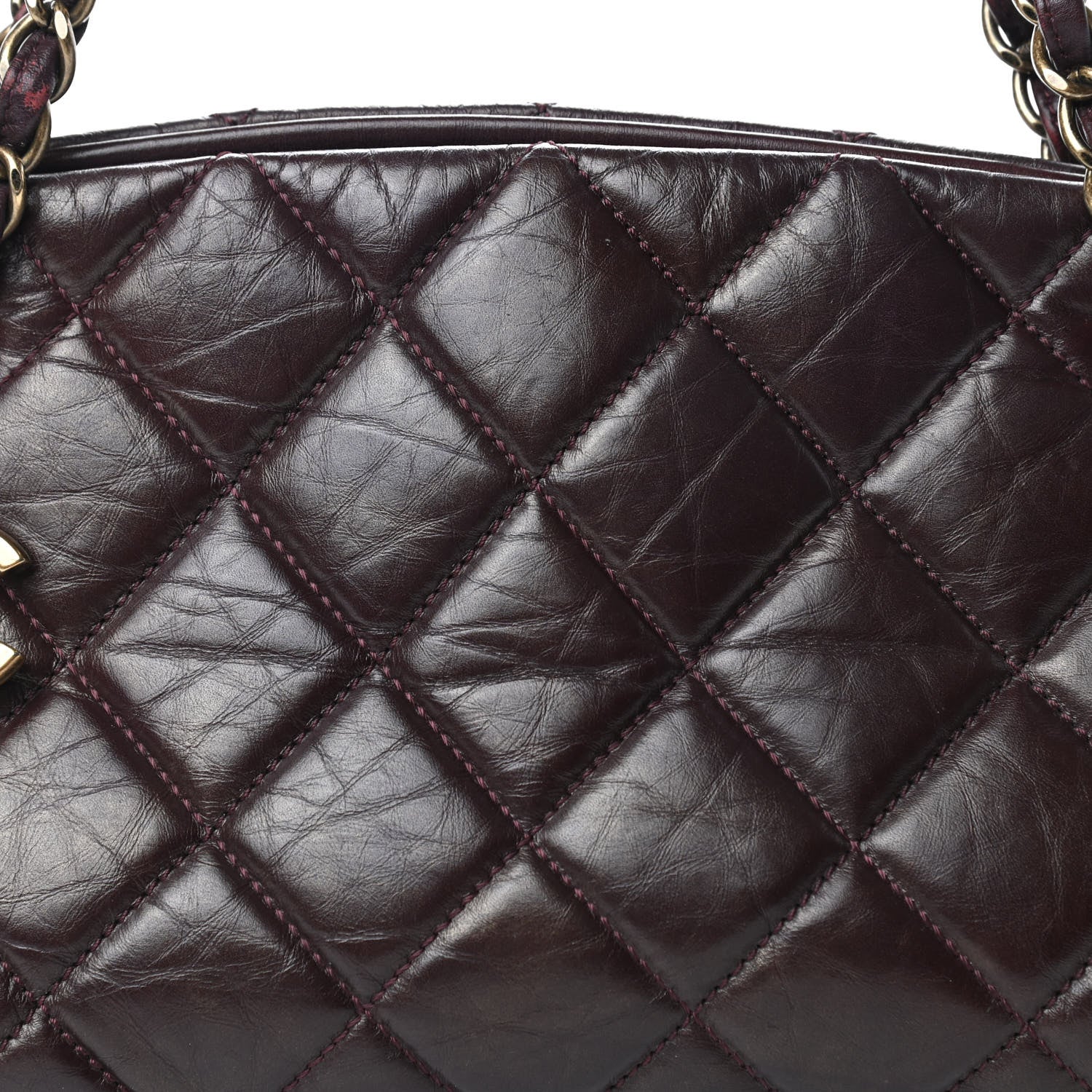 Chanel Aged Calfskin Quilted Medium Just Mademoiselle Bowling Bag Brown 10 of 10