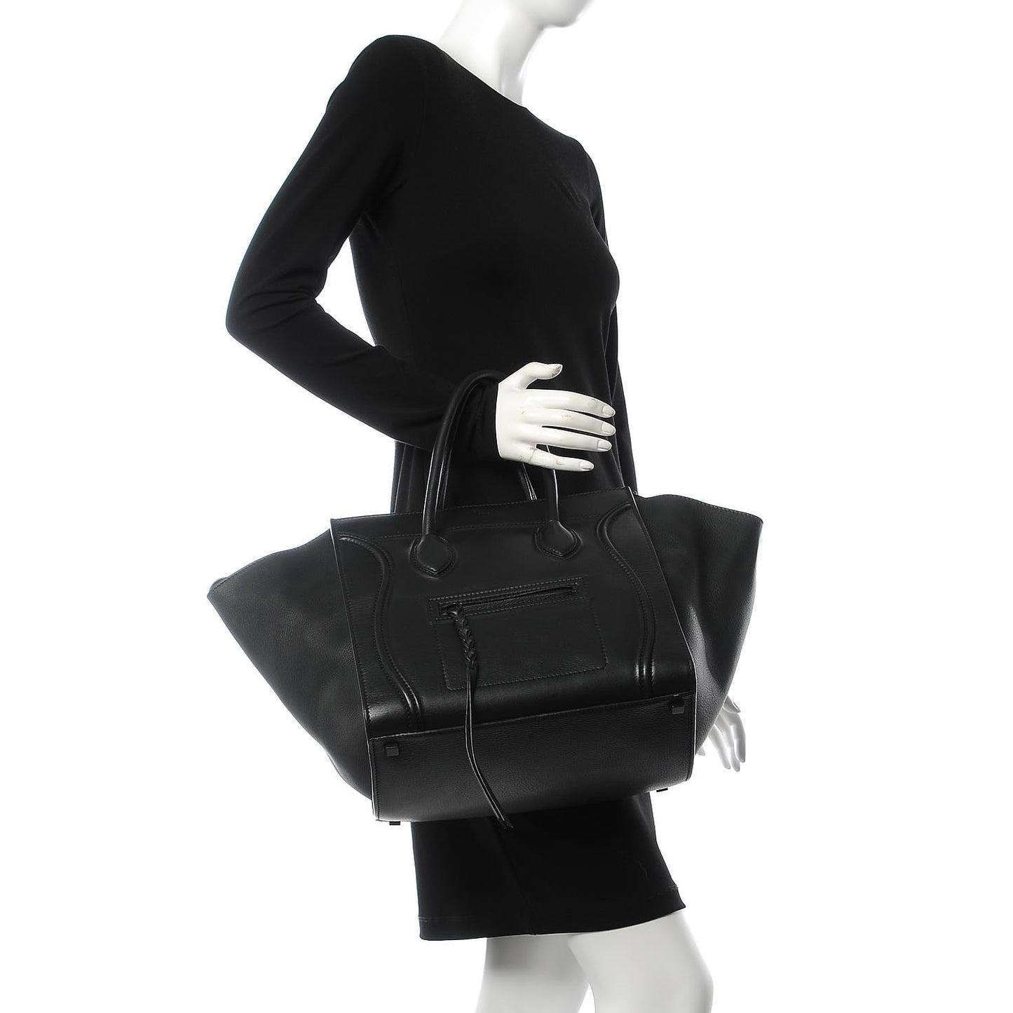 Smooth Calfskin Medium Phantom Luggage Black