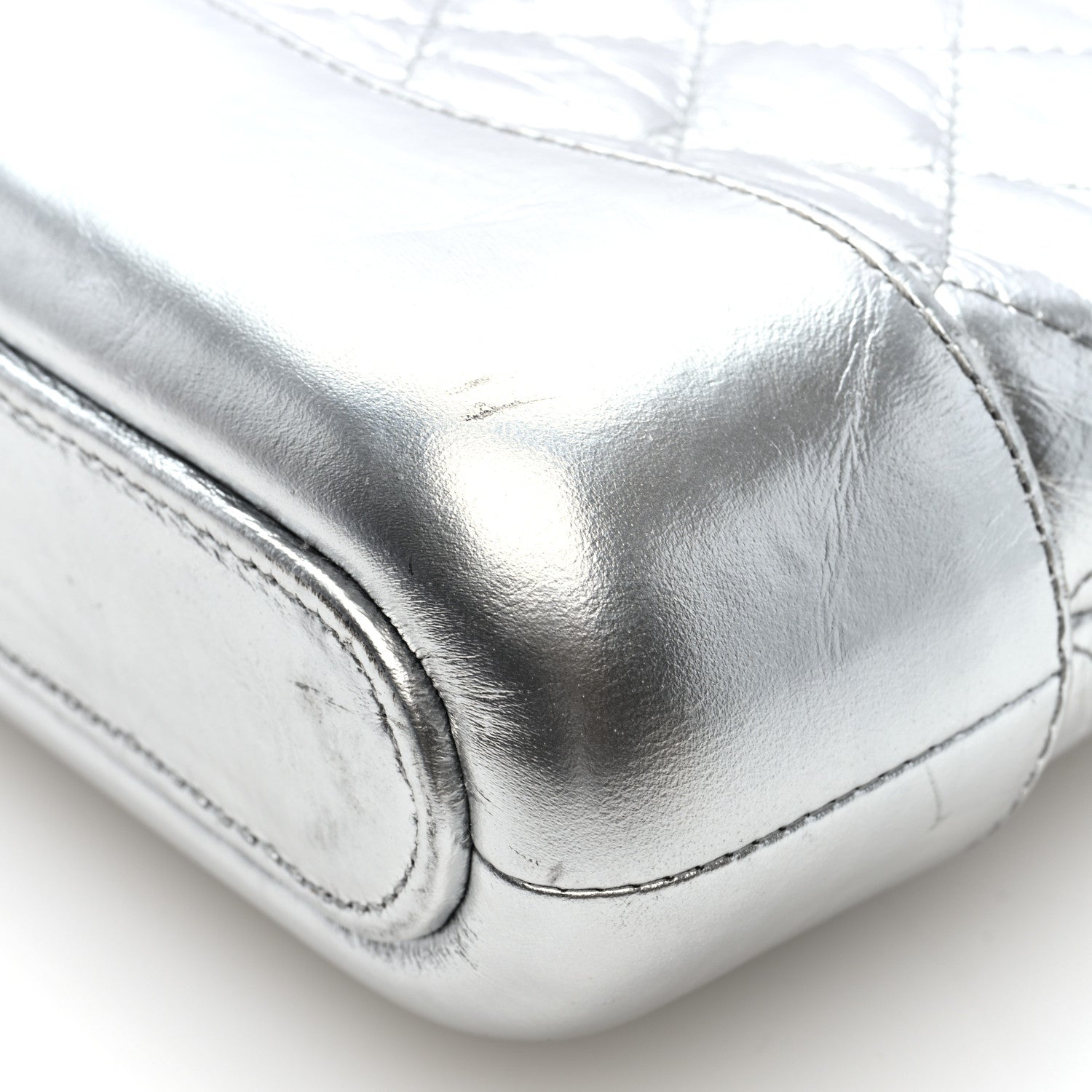 Chanel Metallic Lambskin Calfskin Quilted Small Gabrielle Clutch With Chain Silver 11 of 11