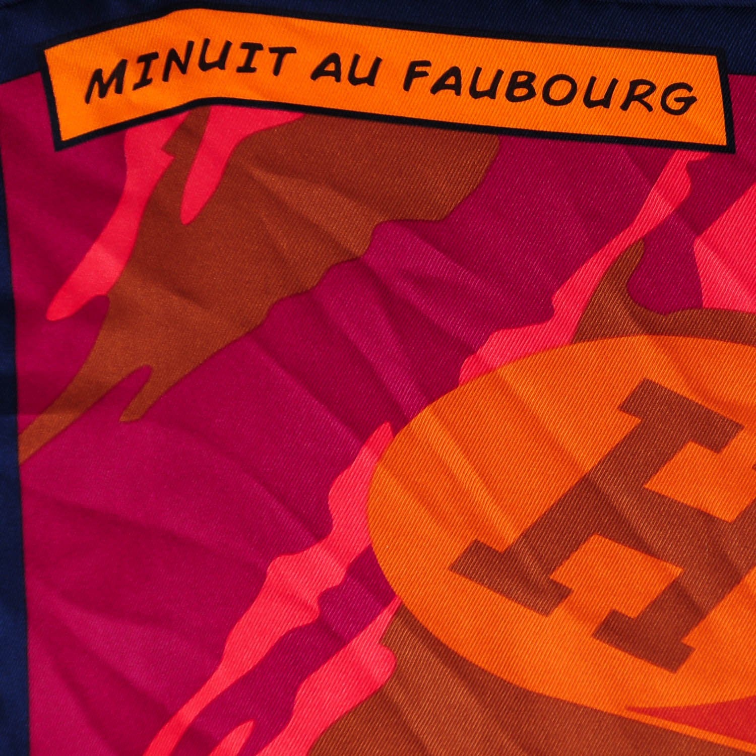 Hermes Silk Minuit Au Faubourg Scarf 70 Caban Prune Rose Vif 5 of 9