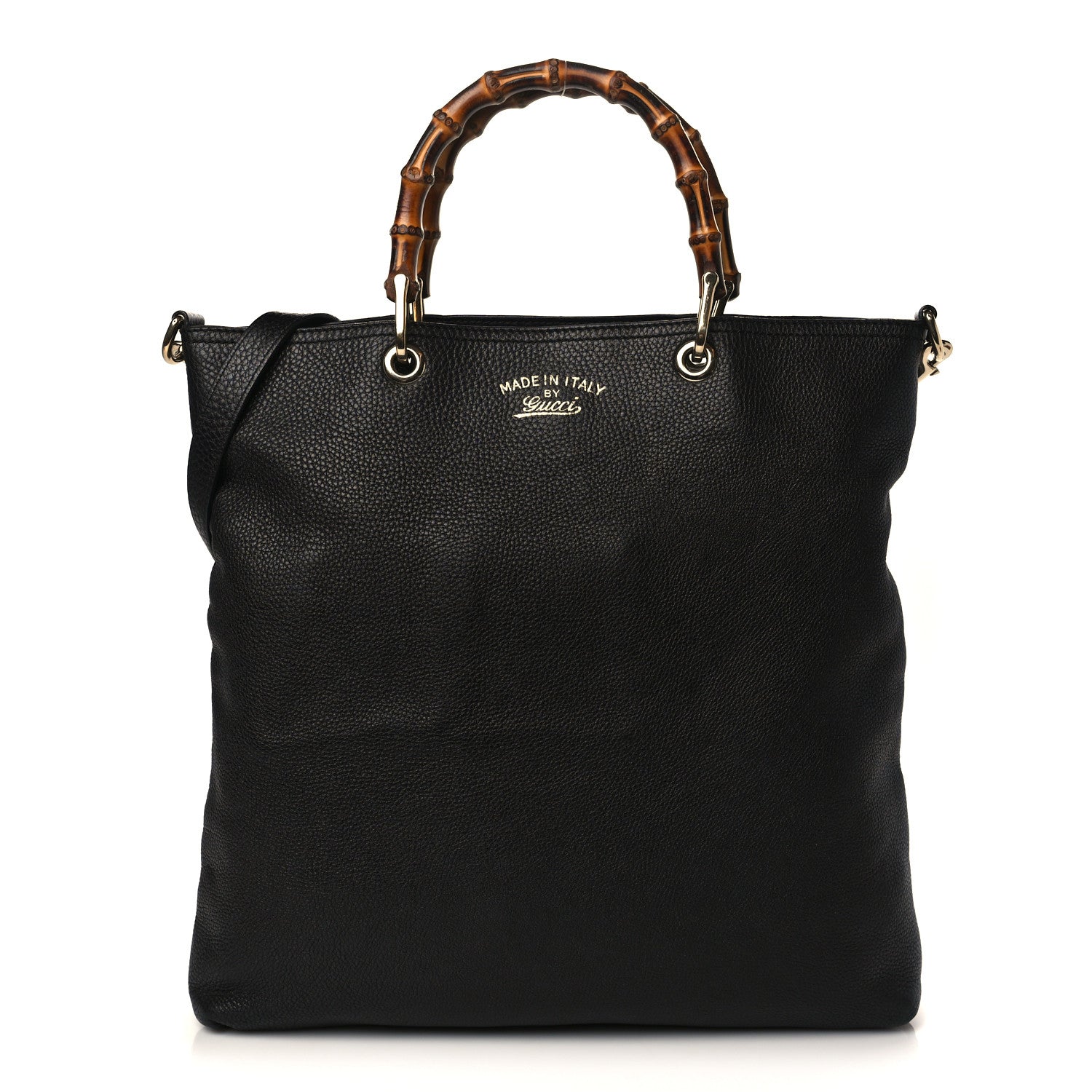 Gucci Pebbled Calfskin Bamboo Shopper Tote Black 1 of 8