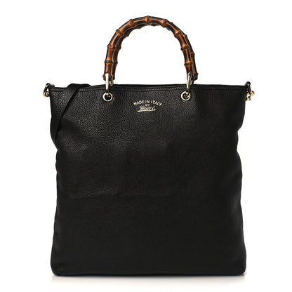 Gucci Pebbled Calfskin Bamboo Shopper Tote Black 1 of 8