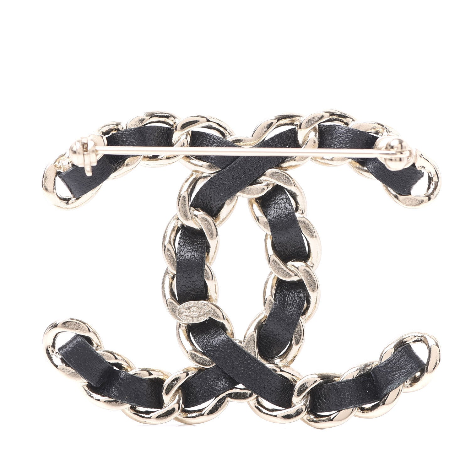 Chanel Lambskin Chain CC Brooch Black Gold 3 of 5
