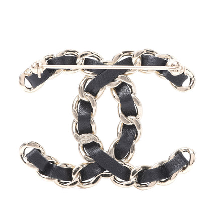 Chanel Lambskin Chain CC Brooch Black Gold 3 of 5