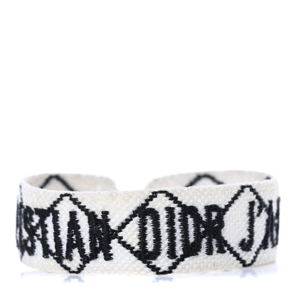 Christian Dior Woven Cotton J'Adior Friendship Bracelet White Black 1 of 5