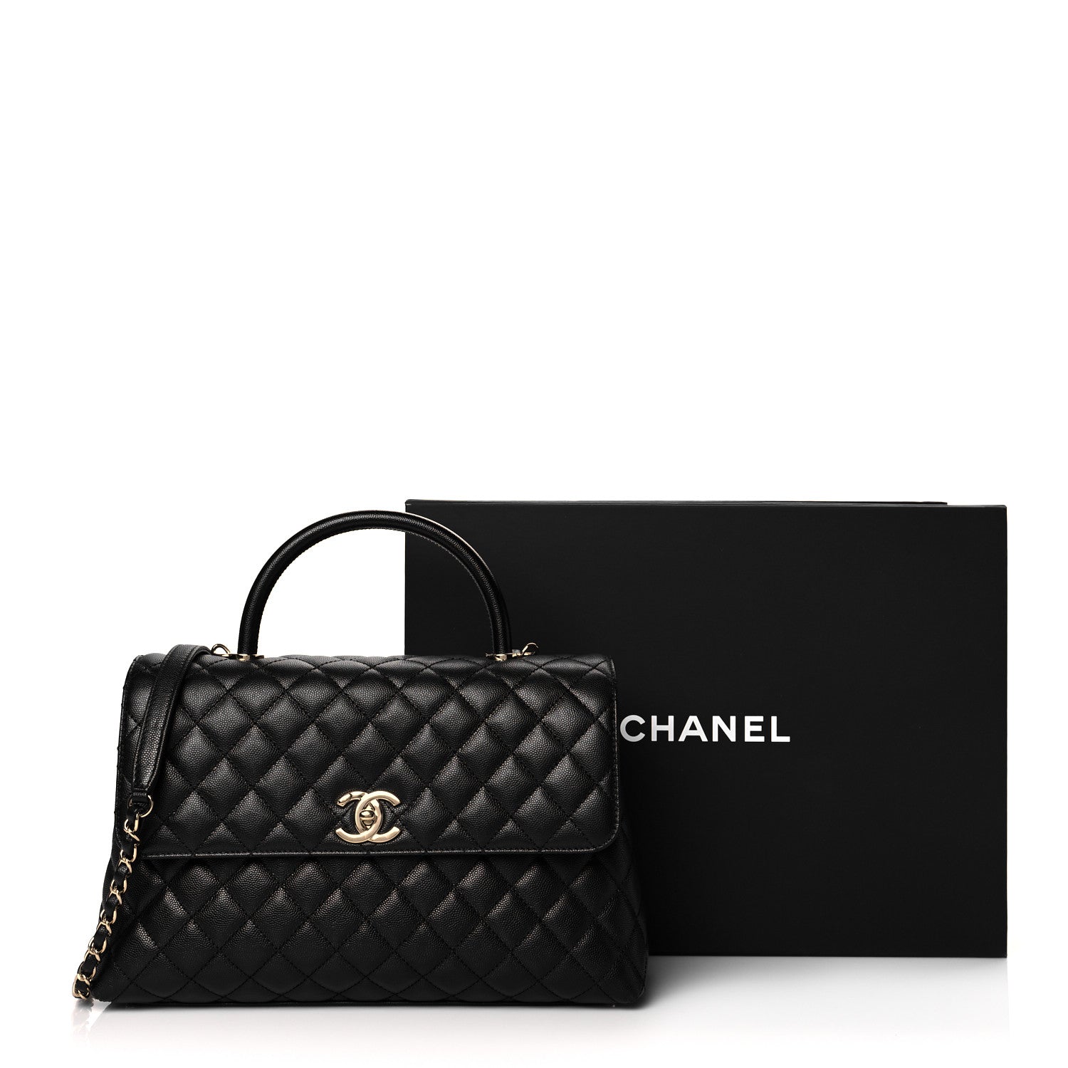Chanel Caviar Quilted Medium Coco Handle Flap Black 8 of 8