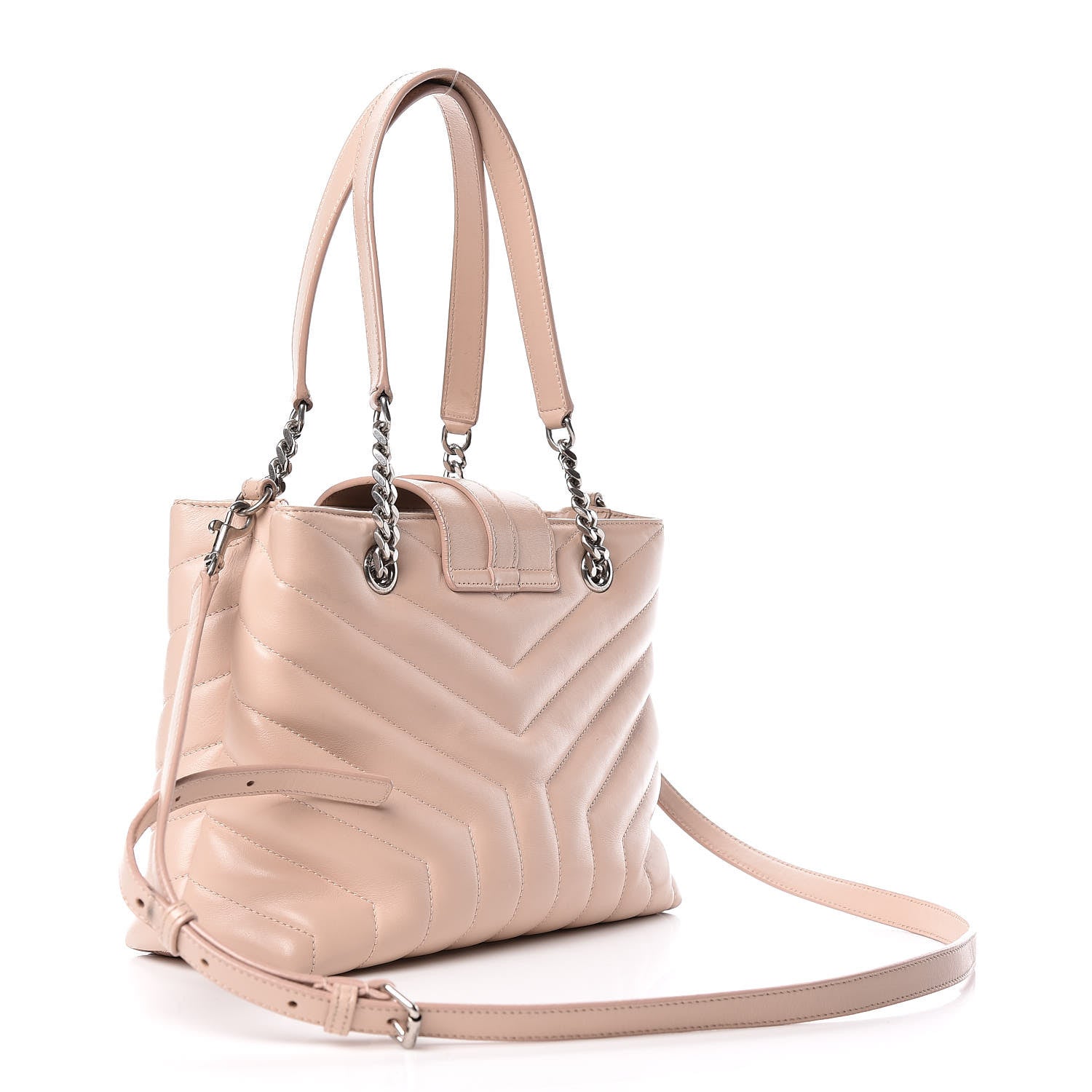 Saint Laurent Calfskin Y Quilted Monogram Small Loulou Shopper Marble Pink 3 of 10