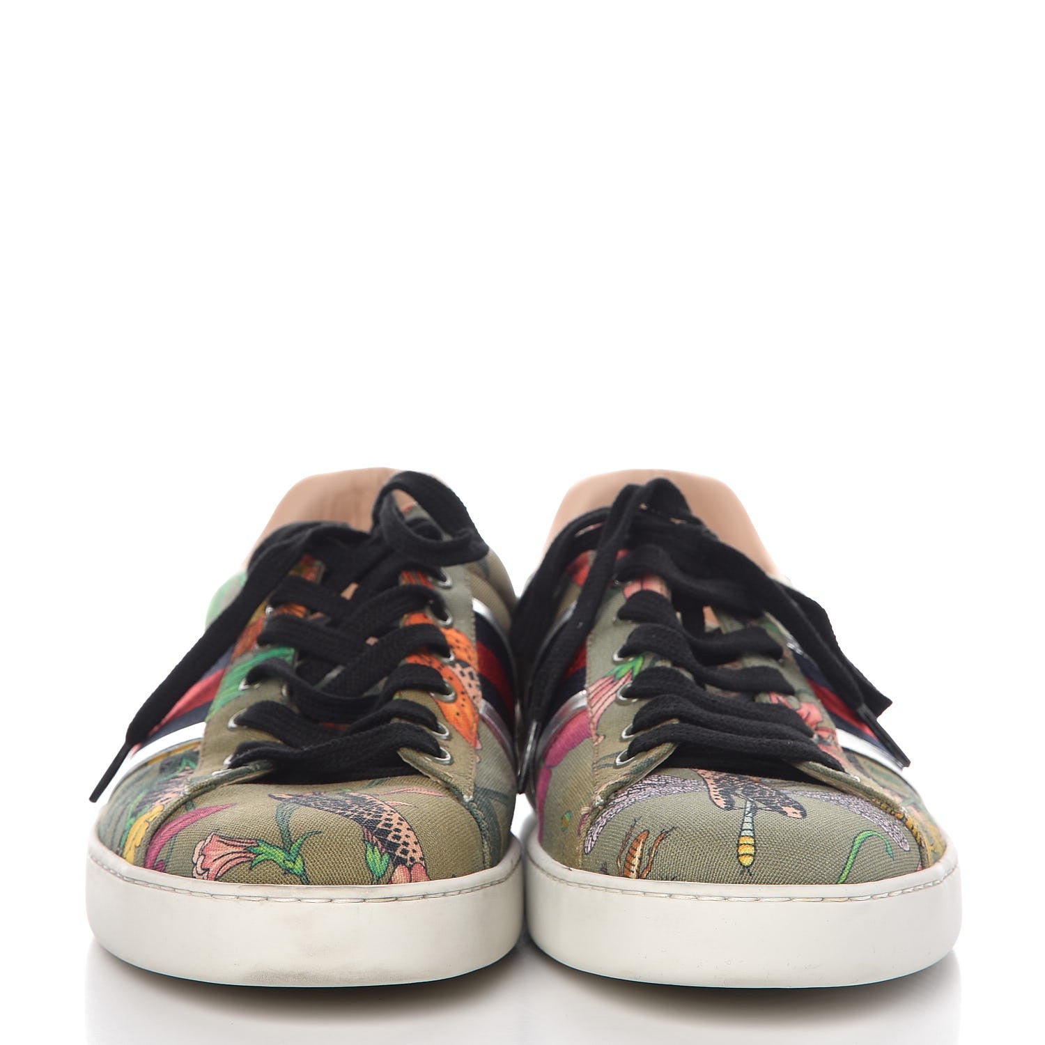 Gucci Canvas Web Flora Snake Print Mens Ace Sneakers 10.5 2 of 12