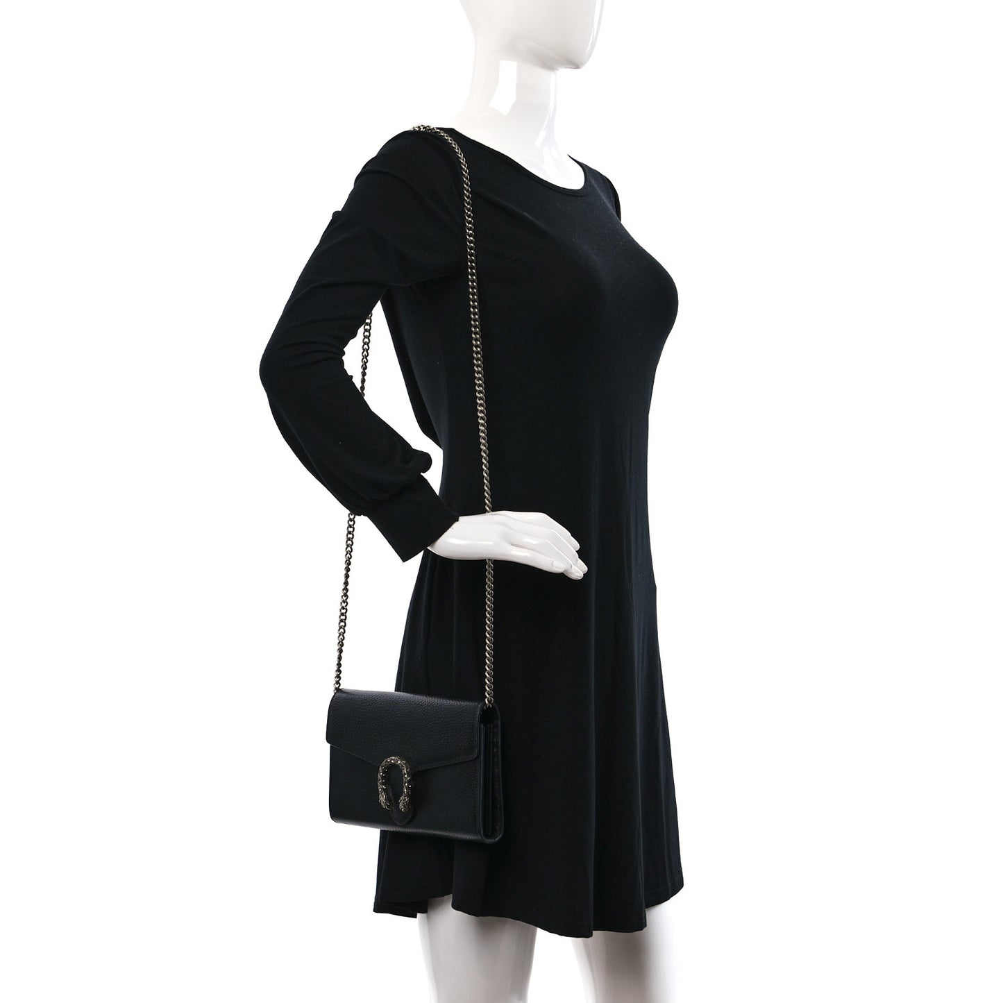 Calfskin Mini Dionysus Chain Wallet Black