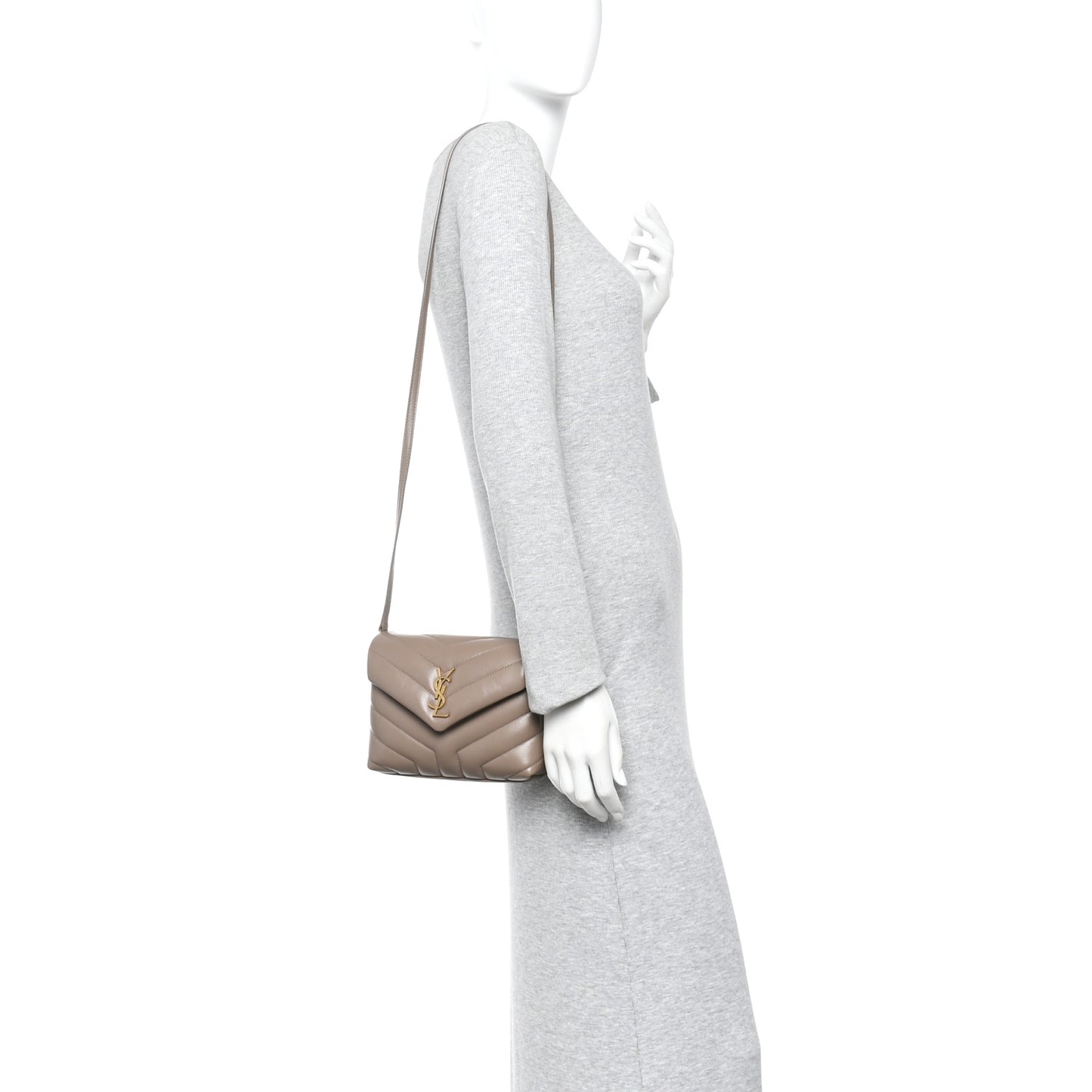 Calfskin Y Quilted Monogram Toy Loulou Crossbody Bag Taupe