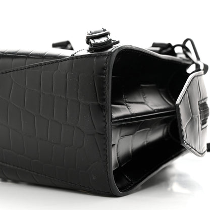 Balenciaga Semi Shiny Calfskin Crocodile Embossed Neo Classic Black Hardware Mini City Black 11 of 11