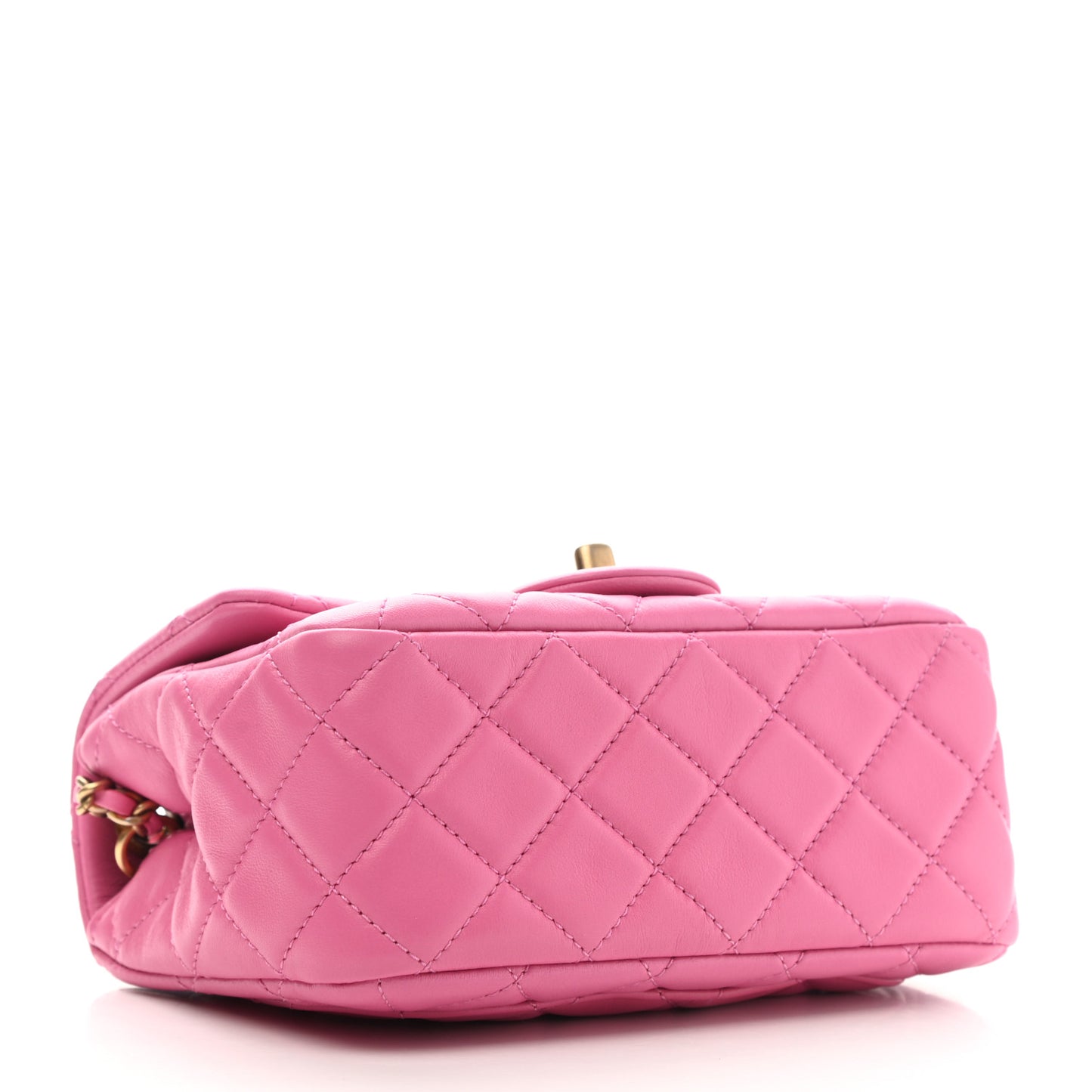 Lambskin Quilted Mini Pearl Crush Flap Pink