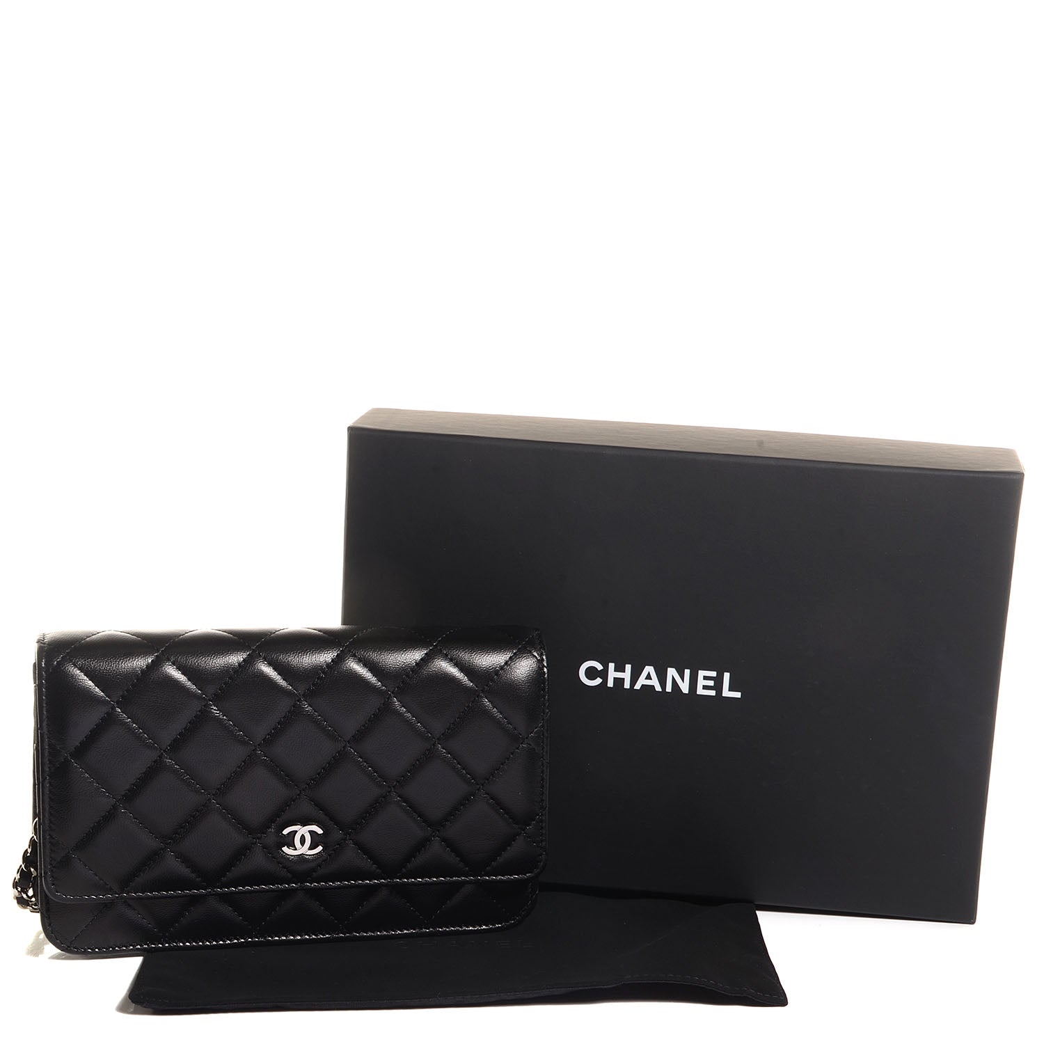 Chanel Lambskin Quilted Wallet On Chain WOC Black 5 of 9