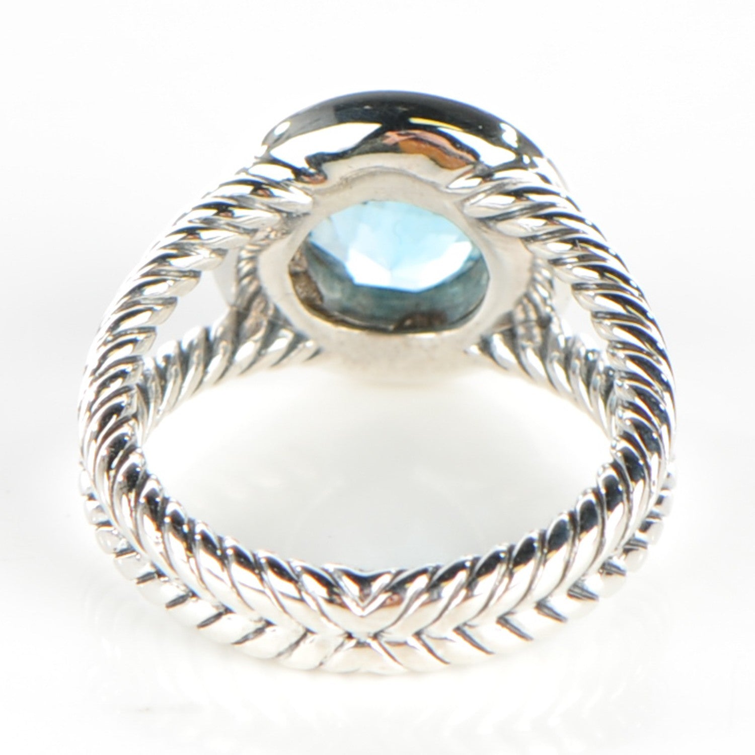 David Yurman Sterling Silver Diamond Blue Topaz 8mm Petite Cerise Ring 54 7 3 of 5