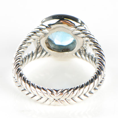 David Yurman Sterling Silver Diamond Blue Topaz 8mm Petite Cerise Ring 54 7 3 of 5