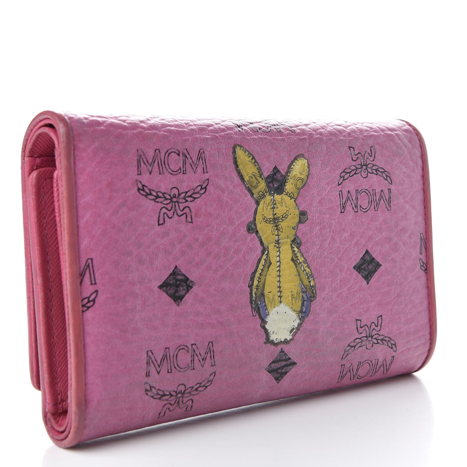 MCM Visetos Rabbit Tri-Fold Wallet Pink 3 of 6
