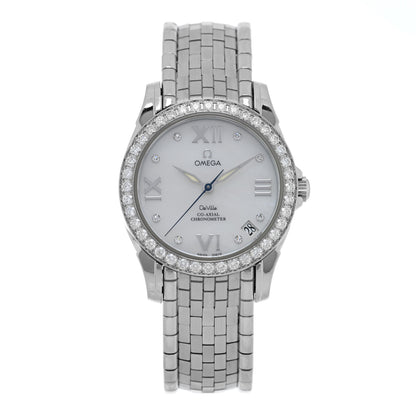 Omega Stainless Steel Diamond Bezel Mother of Pearl 32.5mm De Ville Prestige Automatic Watch 4586.75.00 1 of 4