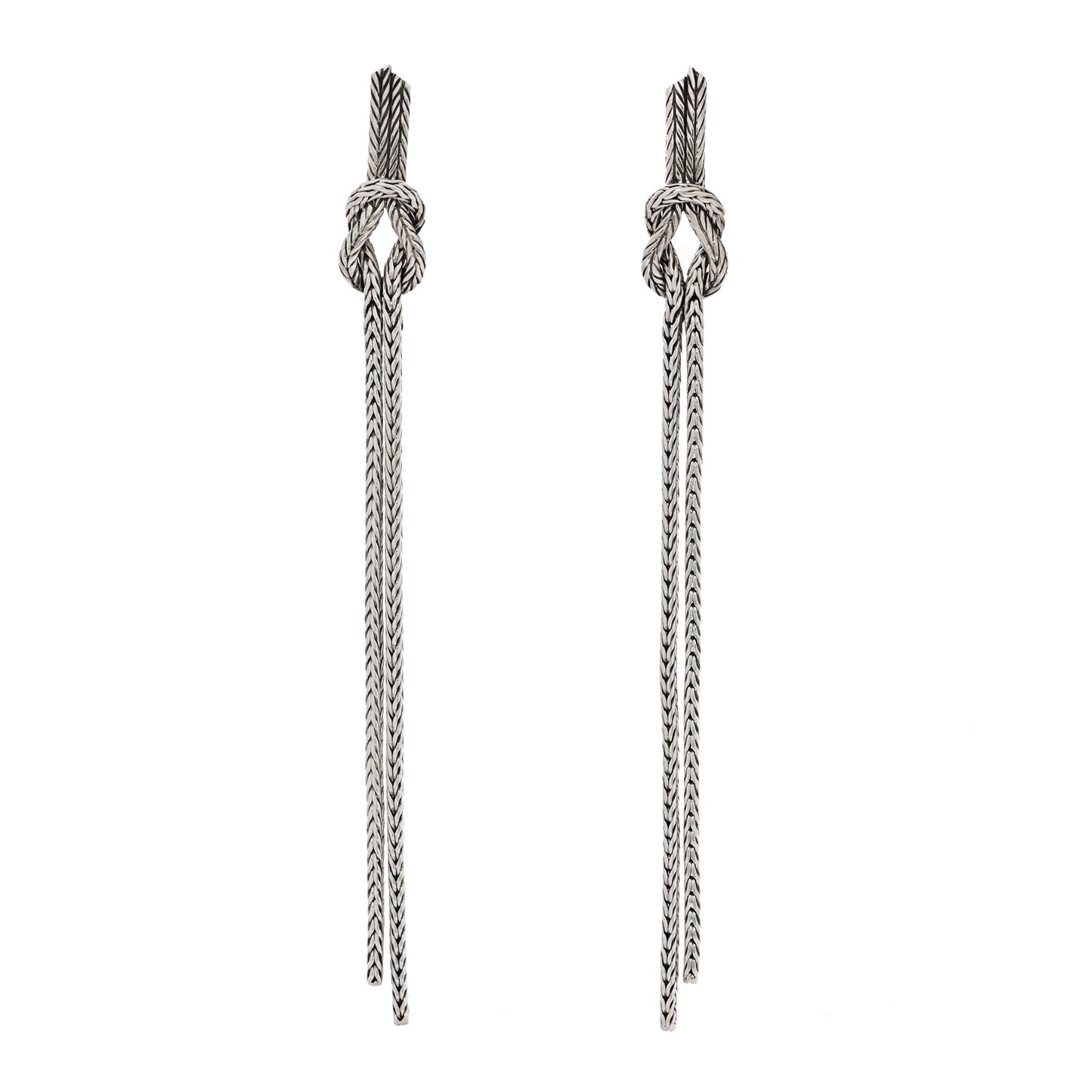 Sterling Silver Love Knot Drop Earrings