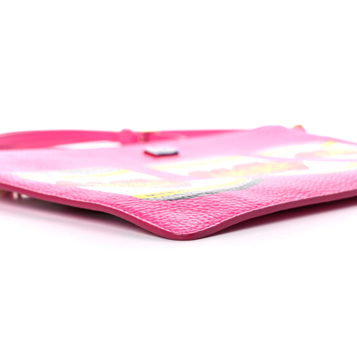 Calfskin Amore Soup Can Print Crossbody Clutch Multicolor