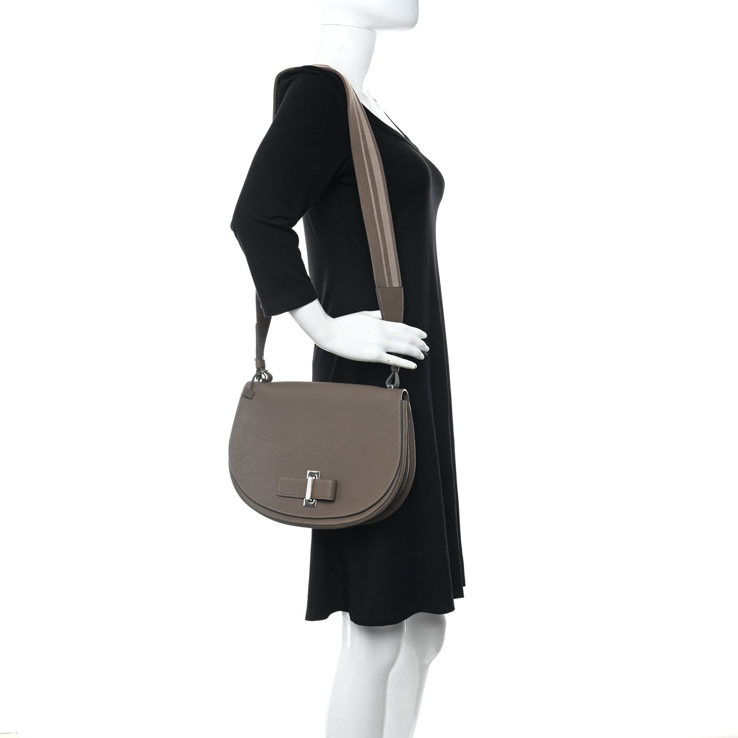 Crispy Calfskin Le Mutin MM Saddle Bag Taupe
