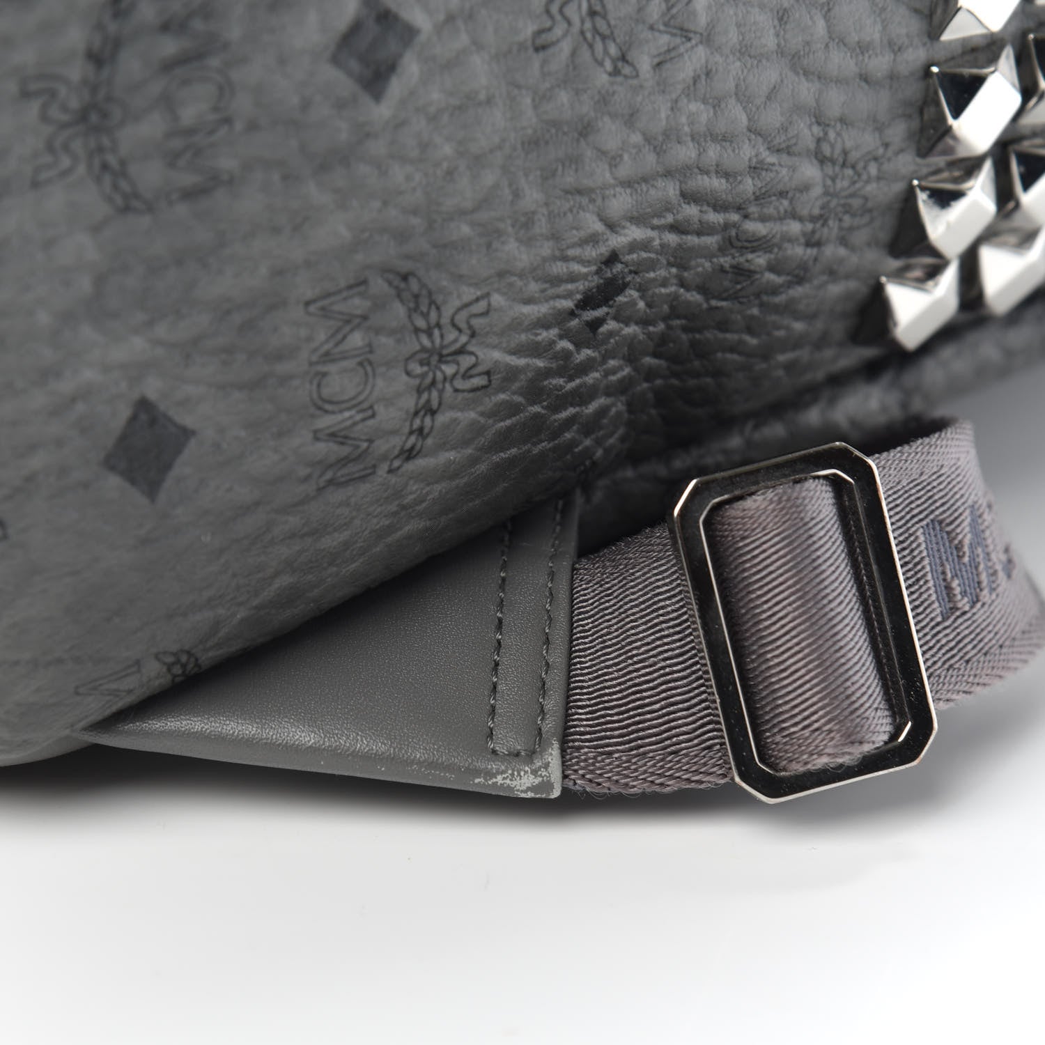 MCM Visetos Side Stud Medium Stark Backpack Grey 11 of 12