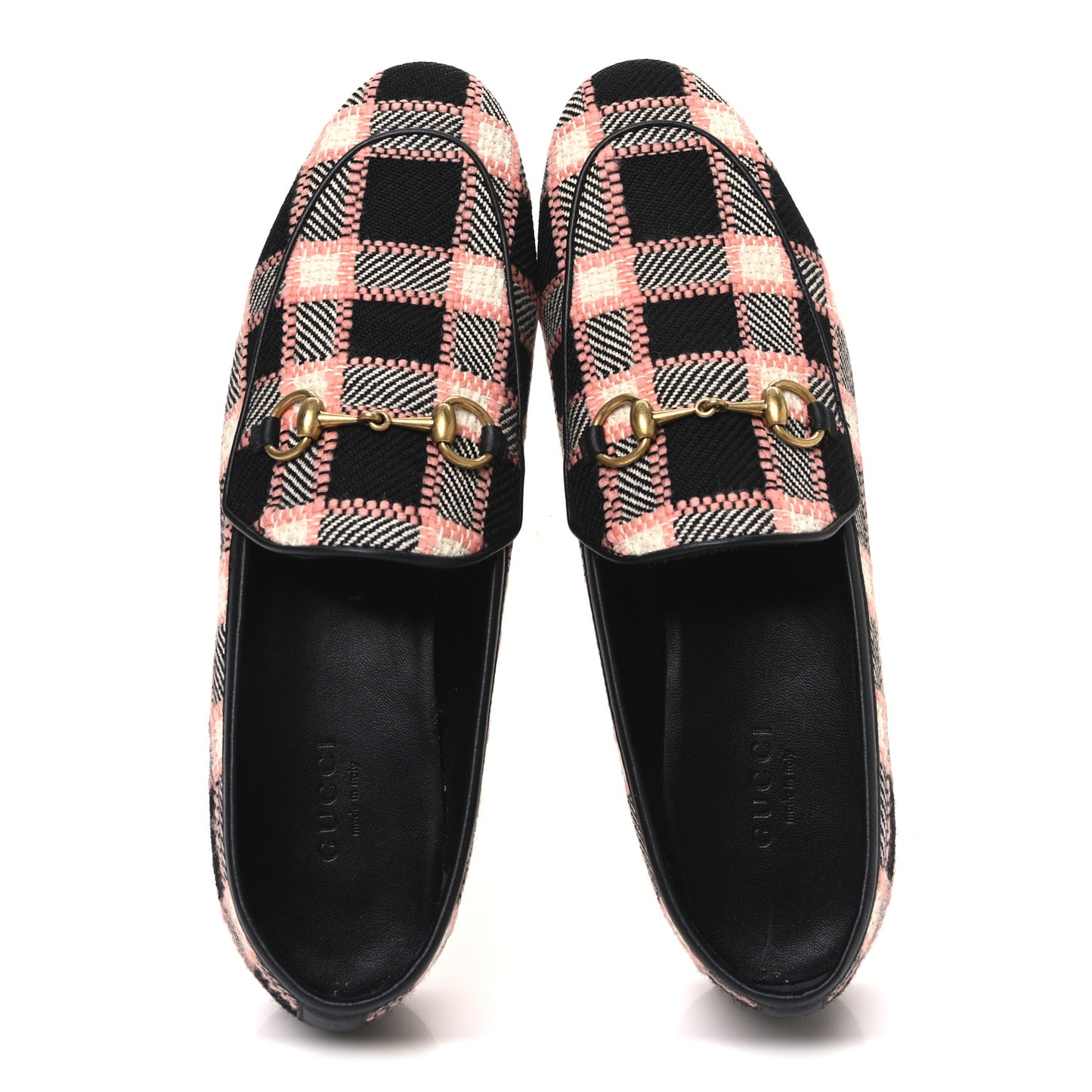 Tweed Check Horsebit Womens Jordaan Loafers 37 Black Pink Multicolor