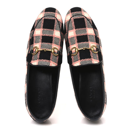 Gucci Tweed Check Horsebit Womens Jordaan Loafers 37 Black Pink Multicolor 2 of 11