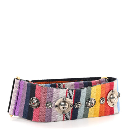 Christian Dior Canvas Embroidered Studded Rainbow Shoulder Strap 2 of 4