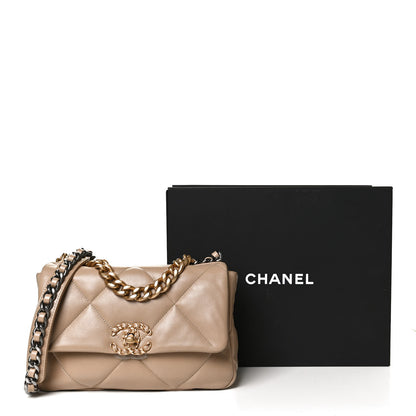 Chanel Lambskin Quilted Medium Chanel 19 Flap Dark Beige 12 of 12