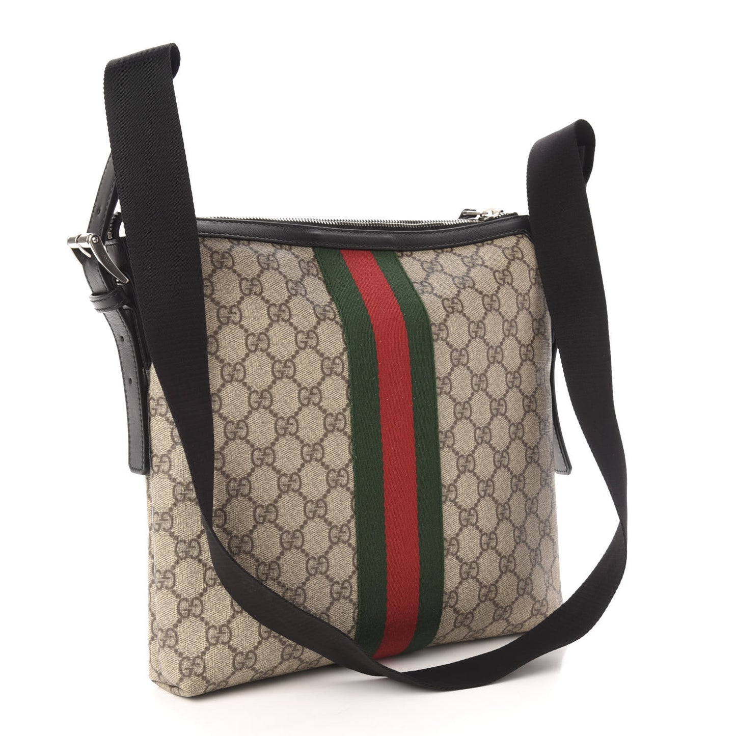 GG Supreme Monogram Web Messenger Bag Black