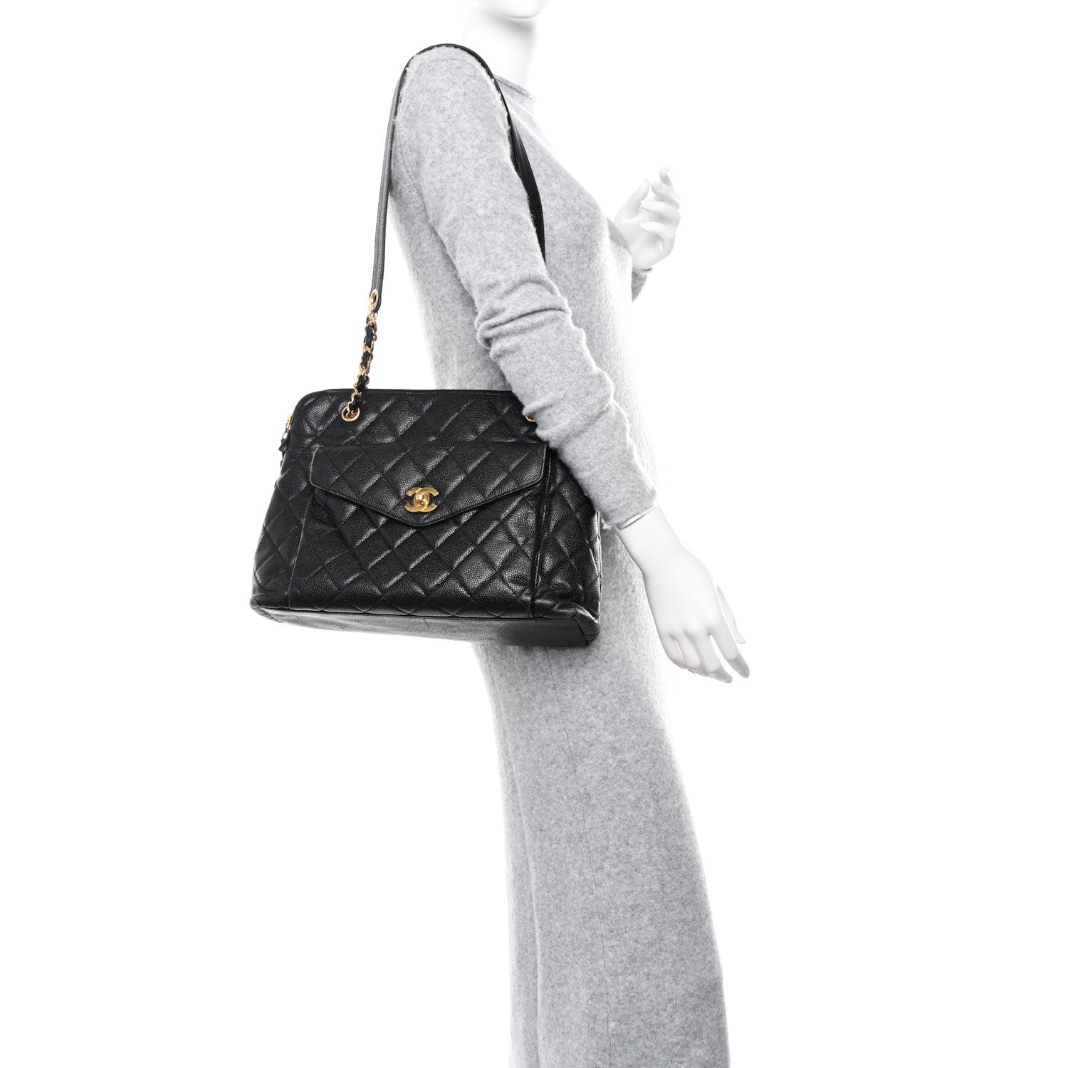 Chanel Caviar Quilted Flap Shoulder Bag Black 2 of 12