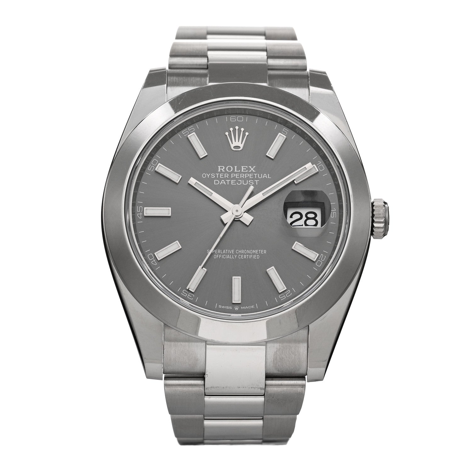 Rolex Stainless Steel 41mm Oyster Perpetual Datejust Watch Slate 126300 1 of 5