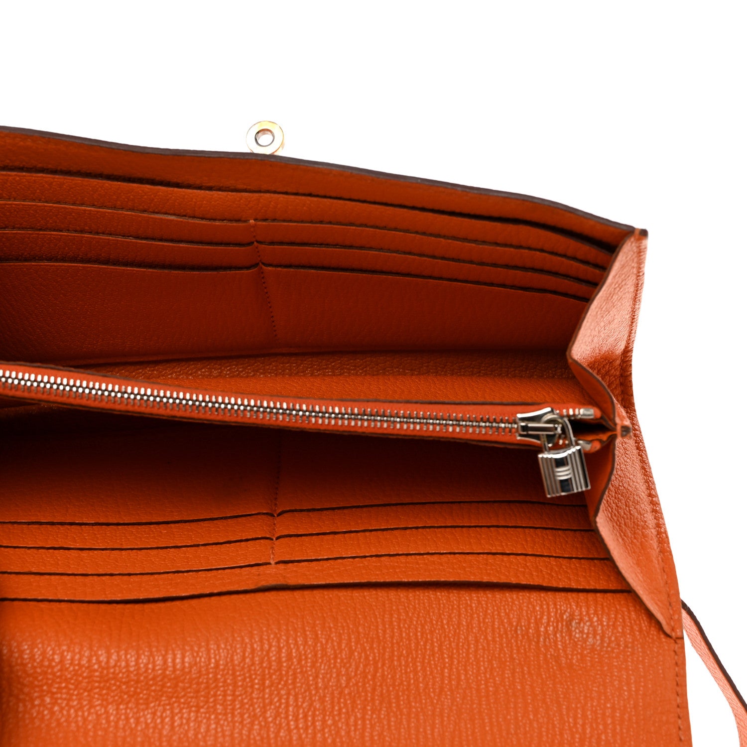 Hermes Chevre Mysore Kelly Longue Wallet Orange 6 of 10