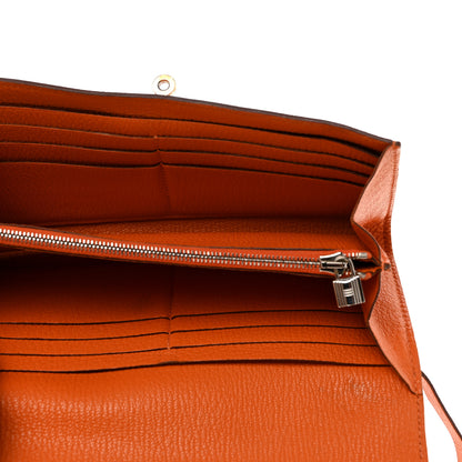 Hermes Chevre Mysore Kelly Longue Wallet Orange 6 of 10