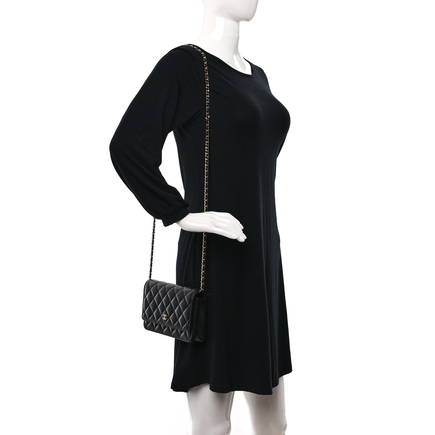Chanel Caviar Quilted Wallet on Chain WOC Black 2 of 12