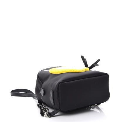 Fendi Nylon Shearling Apple Mini Backpack Black 4 of 7