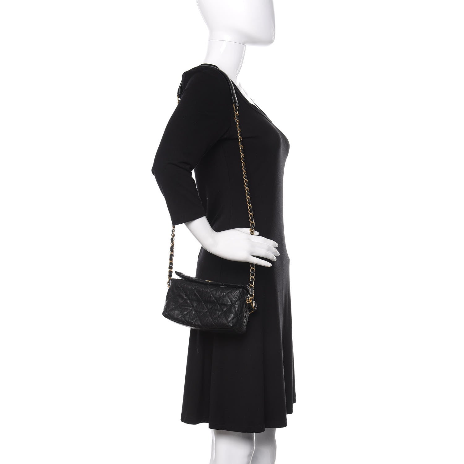 Chanel Crumpled Lambskin Quilted Small CC Links Shoulder Bag Black 2 of 11