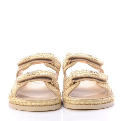 Chanel Braided Fabric Velcro Dad Sandals 41 Beige 2 of 11