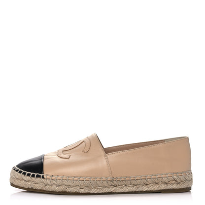 Chanel Lambskin CC Espadrilles 41 Beige Black 1 of 8