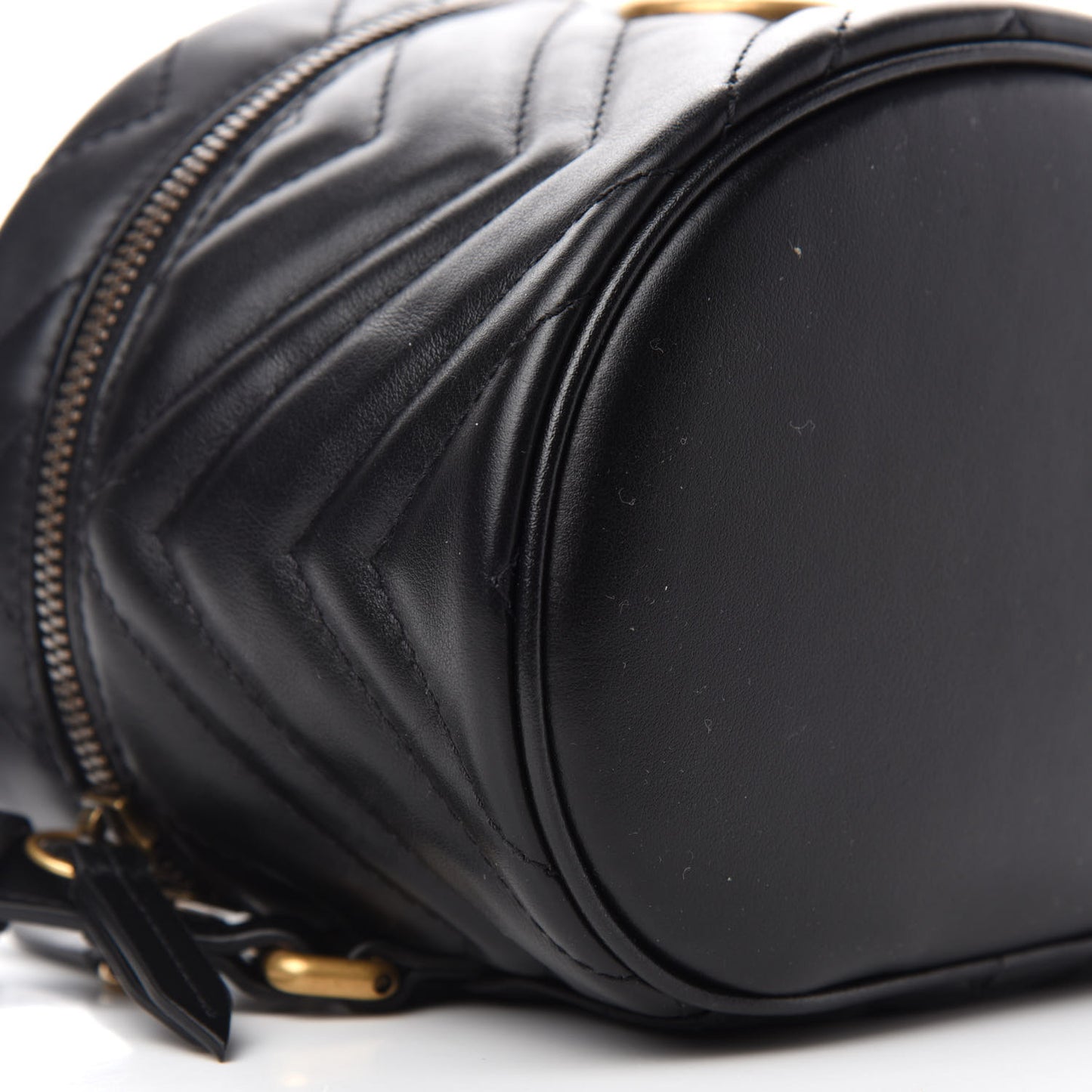 Calfskin Matelasse Mini GG Marmont Round Backpack Black