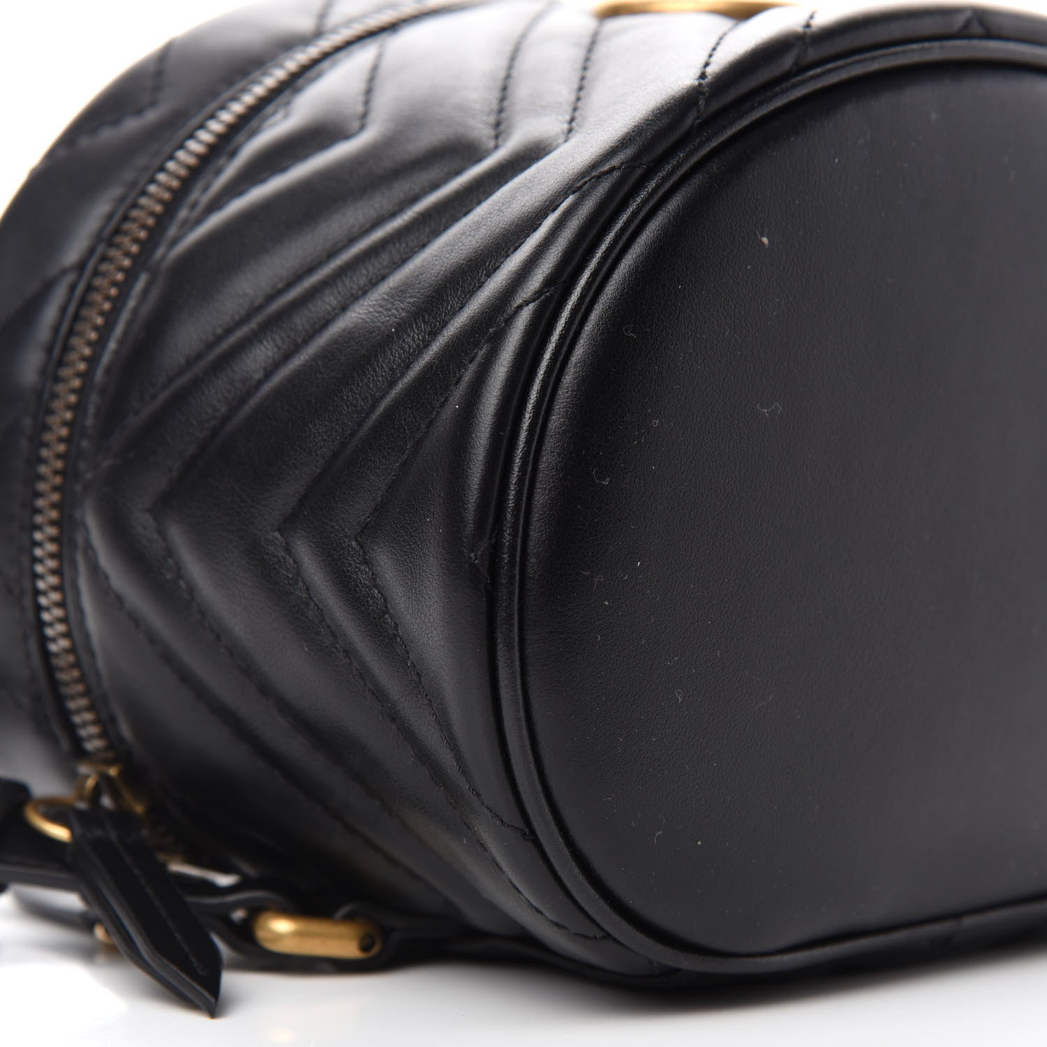Gucci Calfskin Matelasse Mini GG Marmont Round Backpack Black 9 of 10