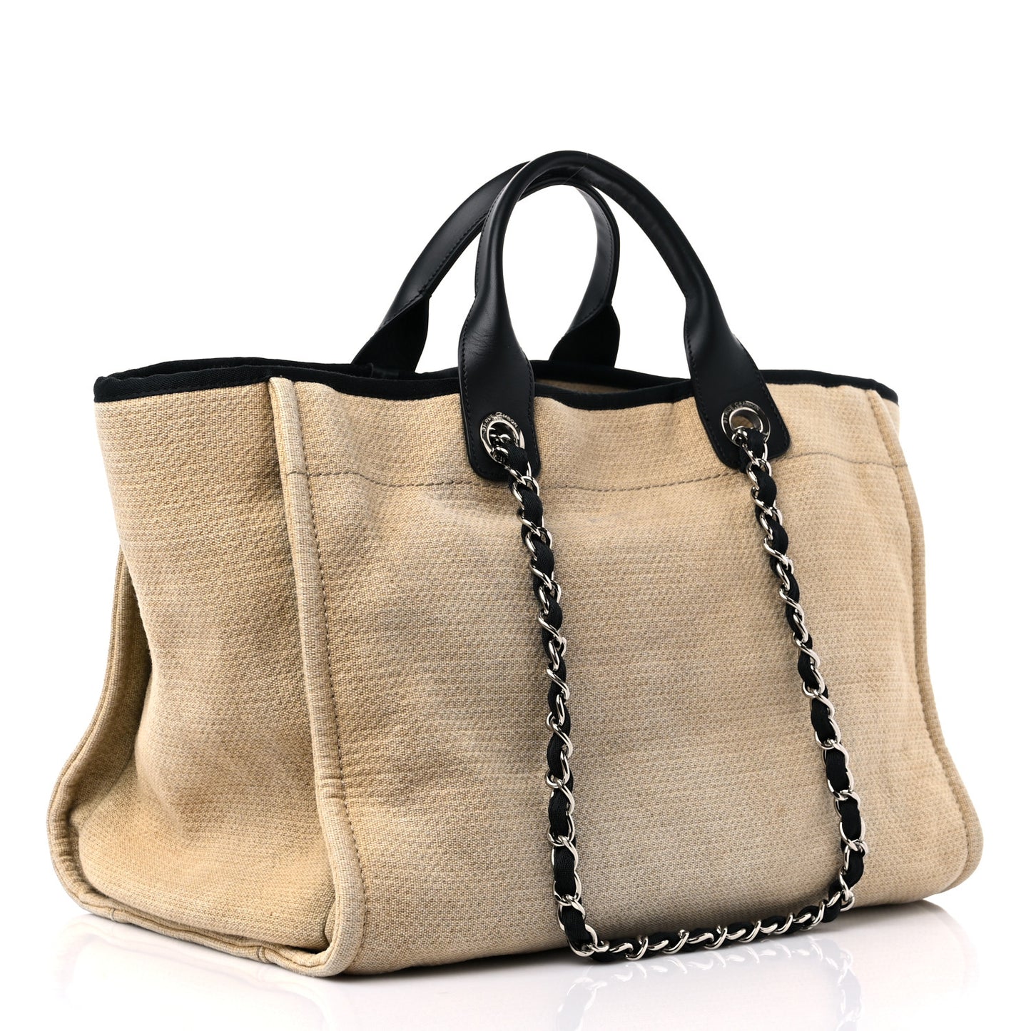 Canvas Medium Deauville Tote Beige Black