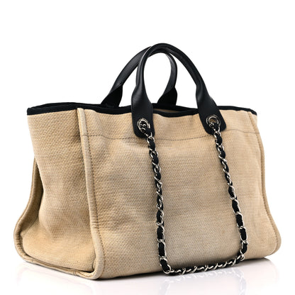 Chanel Canvas Medium Deauville Tote Beige Black 3 of 13