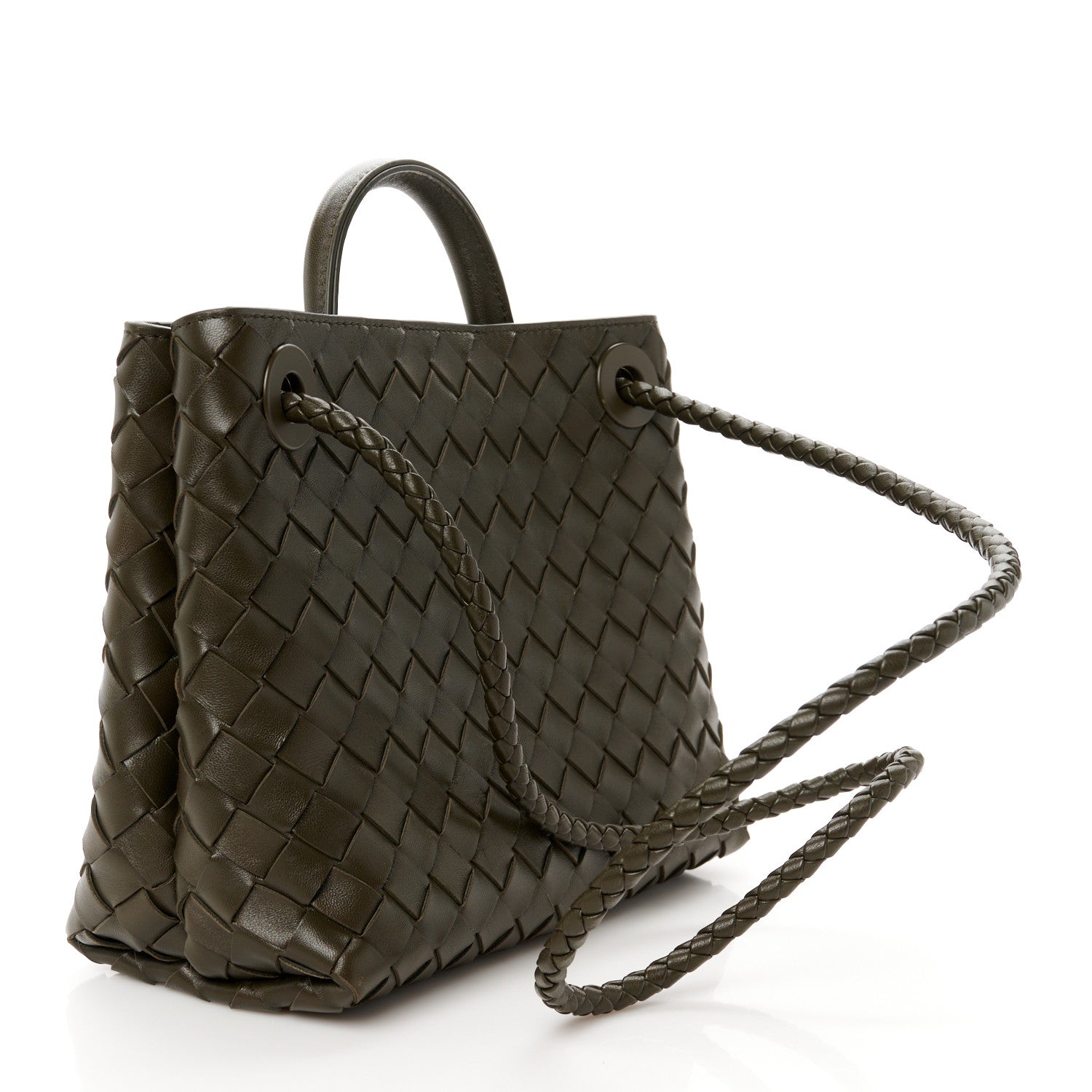 Bottega Veneta Nappa Intrecciato Small Andiamo Shoulder Bag Kaki 3 of 10