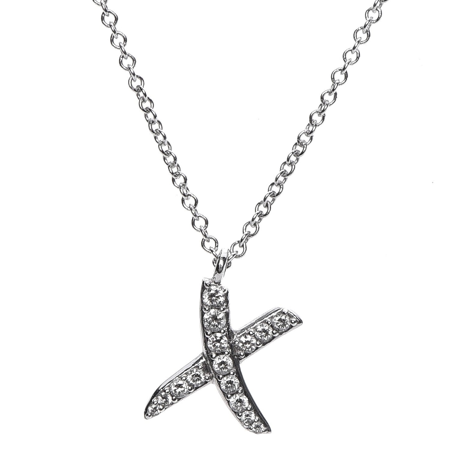 18K White Gold Diamond Paloma Picasso Graffiti X Pendant Necklace