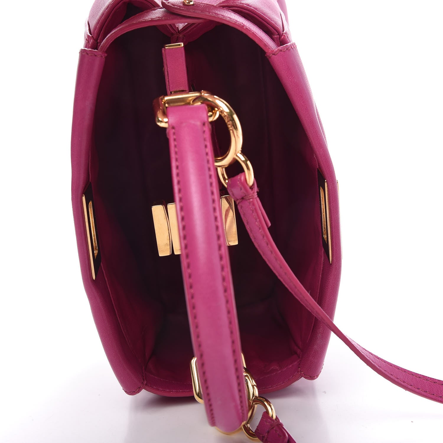 Fendi Nappa Mini Peekaboo Iconic Satchel Magenta 5 of 9