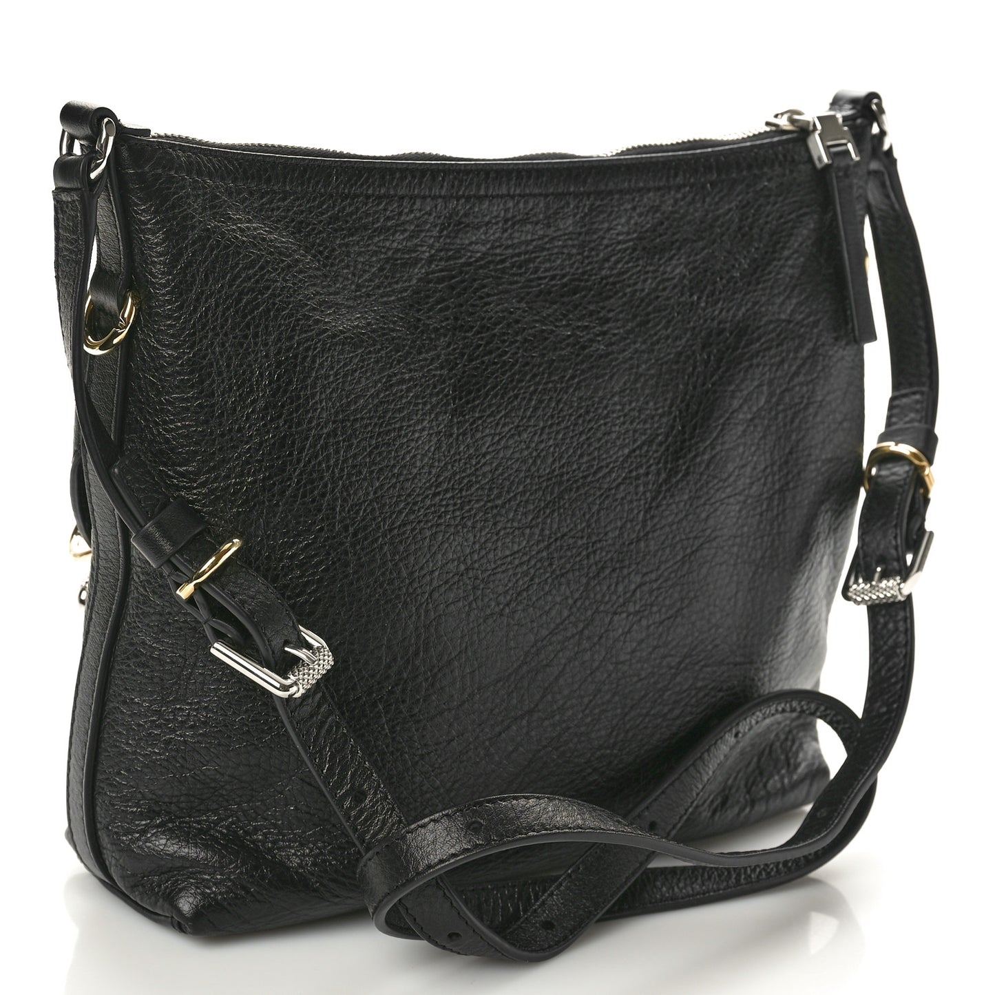 Crinkled Calfskin Small Voyou Bag Black