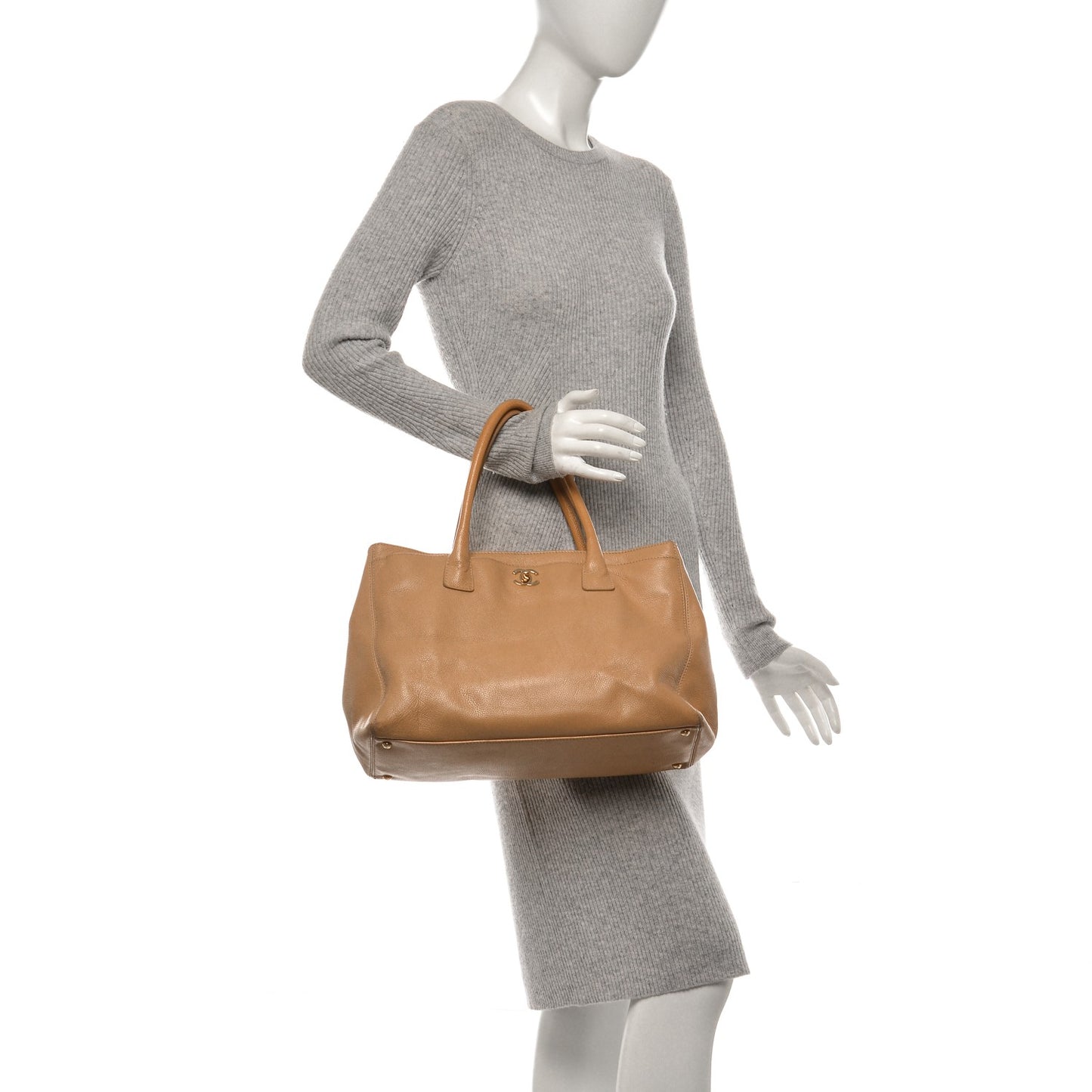 Calfskin Cerf Executive Shopper Tote Beige